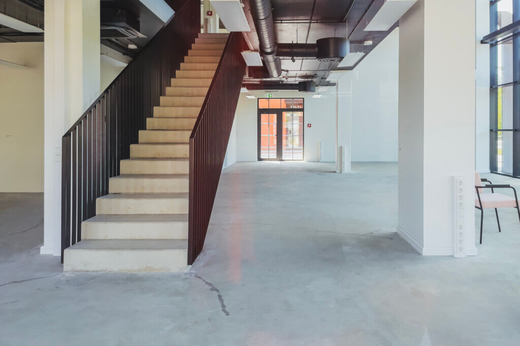 a staircase in a building